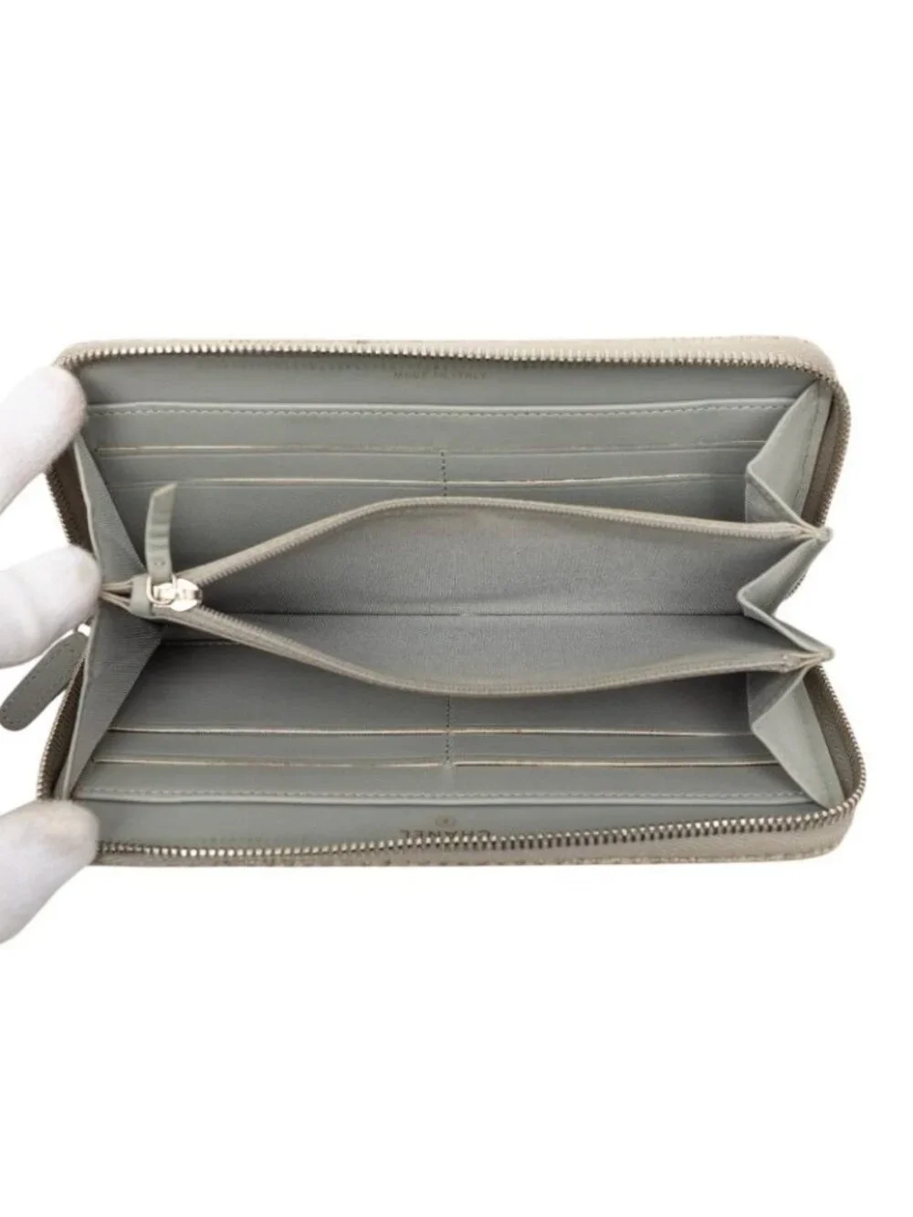 Chanel Deauville Line Zip Around Wallet Gray Tweed